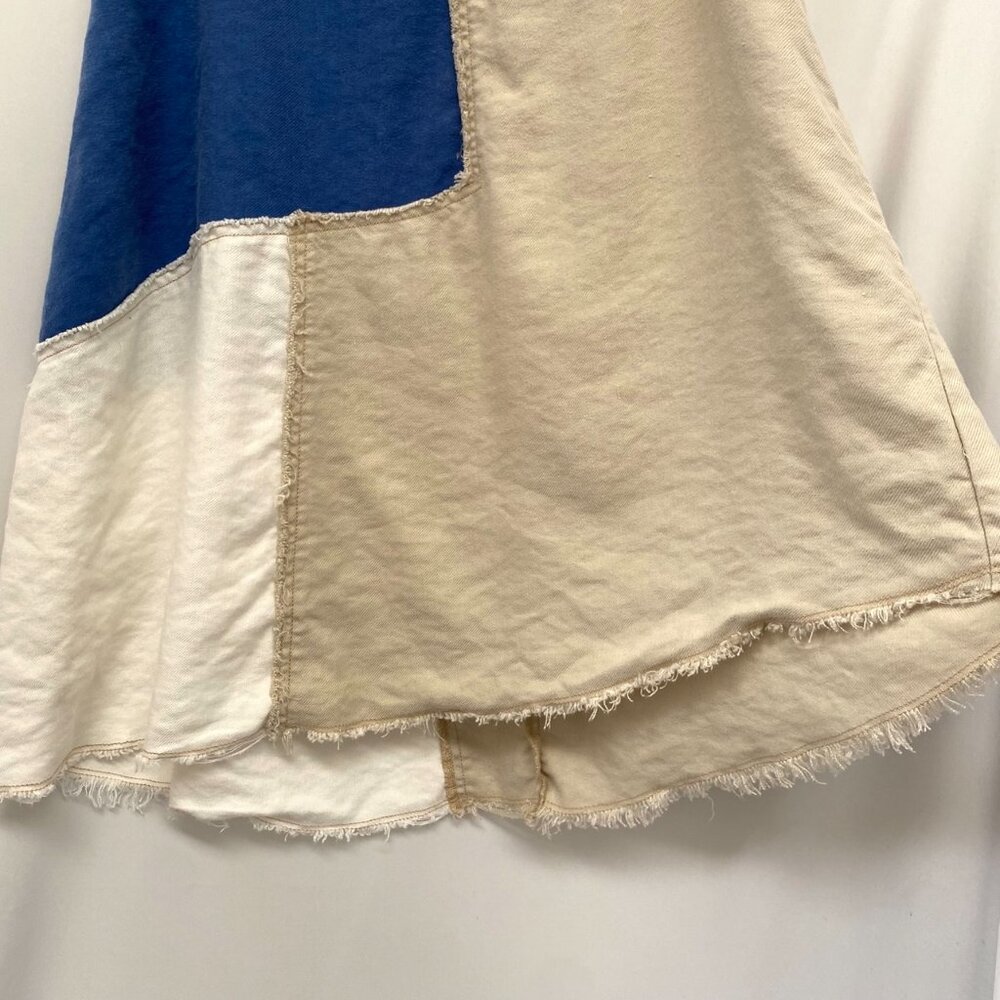Holding Horses Patchwork Linen Blend Asymmetrical Skirt Sz 12 Lagom Cottagecore - Picture 5 of 16